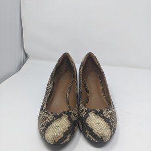 Used Clark's Snakeskin Wedge Tan Brown 8M